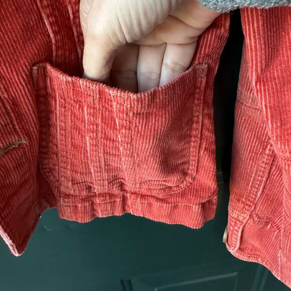 Tulle Russet Orange Corduroy Trucker Jacket M Fall Utility Y2K Western Longhorns - Picture 3 of 7
